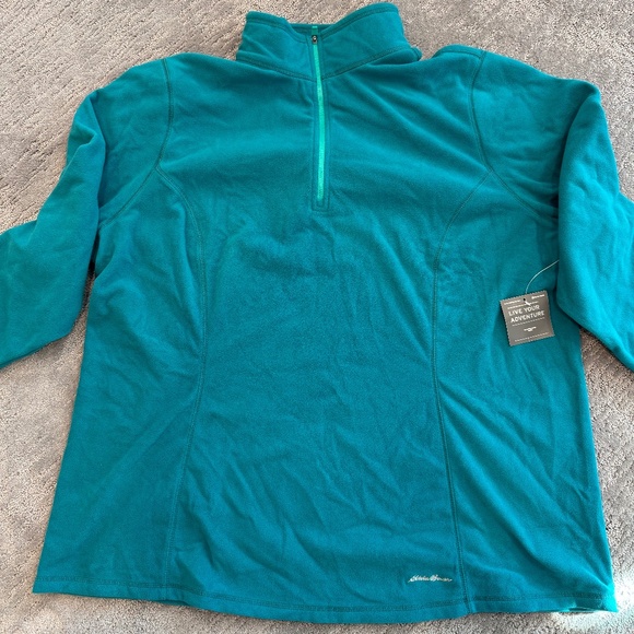 Eddie Bauer Teal Green Quarter Zip Fleece Pullover - Picture 3 of 9